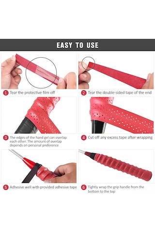 Youmex Mor Pu+eva Raket Eldeki Bantı - Teri Emici, Dayanıklı, 1 Adet 110cm X 2.5cm