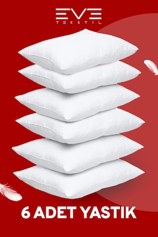 Eve Tekstil Micro Silikon Elyaf Nonwoven Yıkanabilir Antialerjik Yastık 6'lı 50 x 70 CM 700 G Beyaz