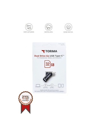Torima Siyah 32gb Çift Sürücülü Usb-type-c Otg