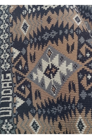Uludağ Triko Kadın Siyah Etnik Desenli Kilim Şal