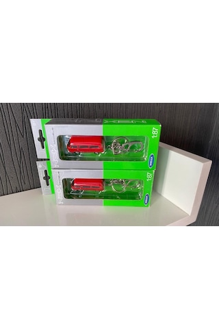 Welly Metal 1:87 Ölçekli Volkswagen Uyumlu T2 Minibüs Anahtarlık Kırmızı