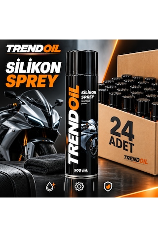 Trendoil Silikon Sprey 500 Ml Motosiklet Plastik Kauçuk Metal Yüzey Bakım Ve Parlatıcı Sprey 24'lü Paket
