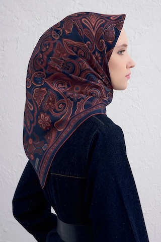Armine Sura İpek Eşarp Lacivert - Bordo