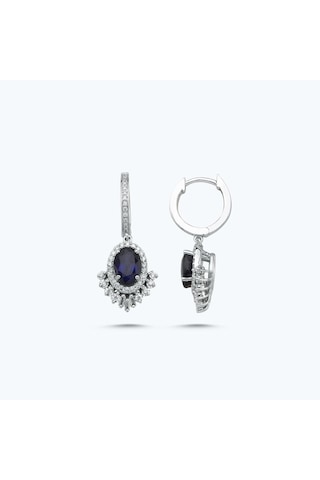 Altınbaş Pırlanta Safir Oval Küpe Meh059s-14k Beyaz