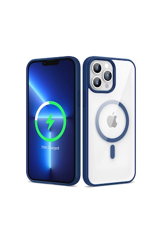 Zore Apple iPhone Uyumlu 13 Pro Max Kılıf Magsafe Wireless Şarj Özellikli Silikon Omsy Ege Kapak - Açık Mavi