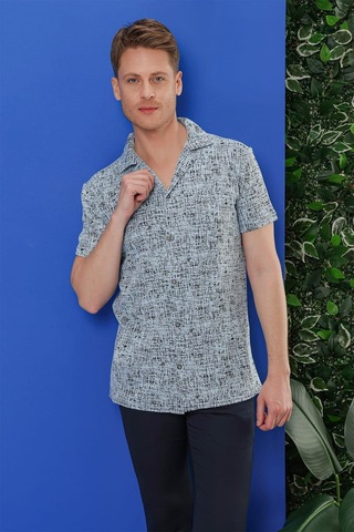 Efor G 1535 Slim Fit Mavi Klasik Gömlek Mavi