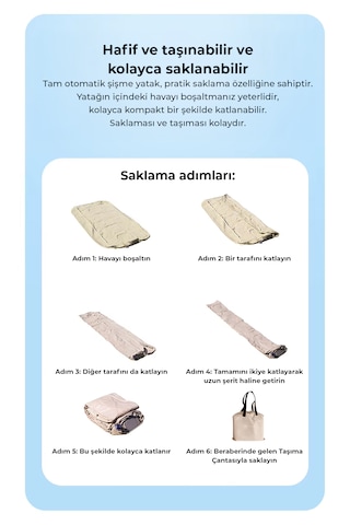 Robo Kendi Kendine Şişen Otomatik Çift Kişilik Yatak Bej