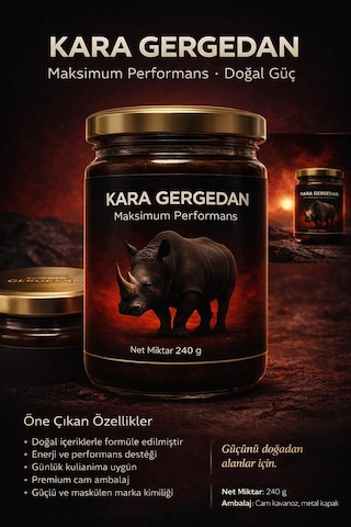 Kara Gergedan Doğal Destek Enerjik Yaşam 240 Gr X 2 Adet
