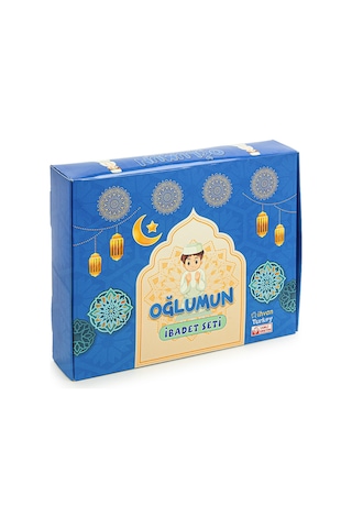Oğlumun İbadet Seti - Çocuk Seccade Seti - Namaza İlk Adım Set - Mavi