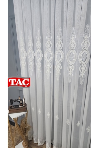 Nakışlı Kort Damask Salon Model Tarz Tasarım Ultra Exculusive 3 Kat Pileli Tül Perde Kortultrabyz
