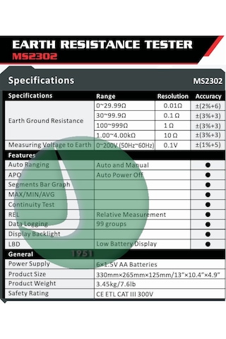 Mastech Ms2302 Toprak Direnci Test Cihazı - Meger