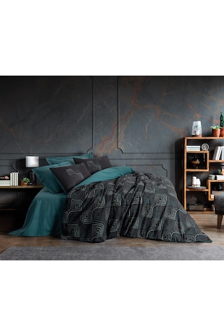Cotton Box Dark Çift Kişilik Nevresim Takımı Noche Petrol