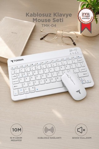 Özel Üretim Teknoloji Bilgisayar Ofis Kablosuz Klavye Mouse Seti Tmk04 Beyaz Diğer