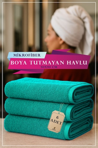 6 Adet 50 X 90 Cm Mikrofiber Havlu, Boya Tutmaz Havlu, Yüksek Sıvı Emer, Güzellik Merkezi Havlusu Turkuaz