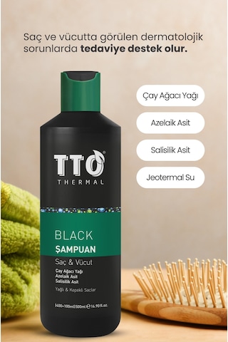 Tto Saç Ve Vücut Şampuanı 500 Ml Black Çay Ağacı Yağı / Tea Tree Oıl Tüm Saçlar