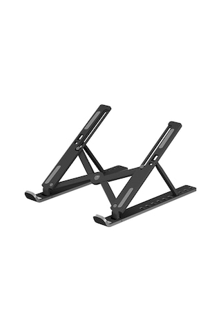 Mufunye Abs Plastik Dizüstü Bilgisayar Tutucusu - 10 Seviye Yükseklik Ayarı, Soğutma Delikli Tasarım, Ergonomik, Çevirilebilir Ve Taşınabilir - Siyah