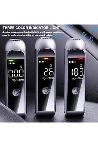 Yüksek Hassasiyetli Alkol Test Cihazı Taşınabilir Dijital Lcd Ekranlı Alkol Metre Usb Şarj Edilebilir Nefes Testi Cihazı Alkol Tespit Cihazı Siyah