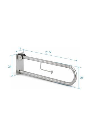 Aqua Bagno Basic Mafsallı Engelli Tutunma Barı Tuvalet Kağıtlıklı Paslanmaz Çelik 35.90.91.01.01 Krom