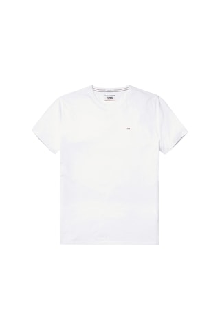 Tommy Jeans Marka Logolu Erkek Beyaz T-shirt Dar Kalıp Organik Pamuk Yazlık-7305 Beyaz