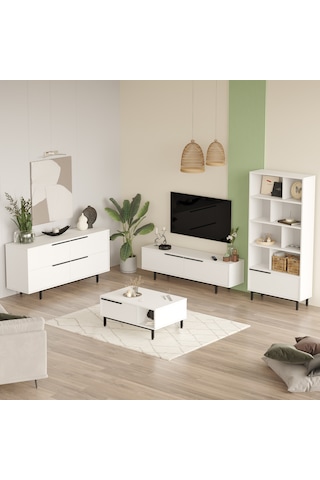 Robin Home Lidya Tv Ünitesi + Orta Sehpa + Konsol + Kitaplık 4'lü Set B