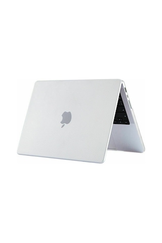 Arabulalaca Apple Uyumlu MacBook Pro 14 A2779 2023 Karbon Desenli Kılıf Beyaz