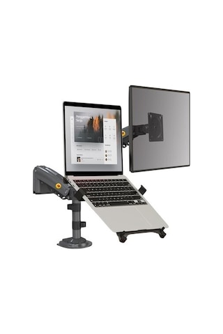 Nb H180-fp Çift Kol Amortisörlü 22"-32" Monitör Tutucu Ve 10"-17" Laptop Standı