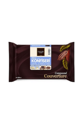 Callei Chocolate Bitter Konfiseri Kokolin Blok 2,5 Kg Pasta, Tatlı Ve Profesyonel Çikolata Kaplama İçin Yoğun Aromalı Bitter Kokolin