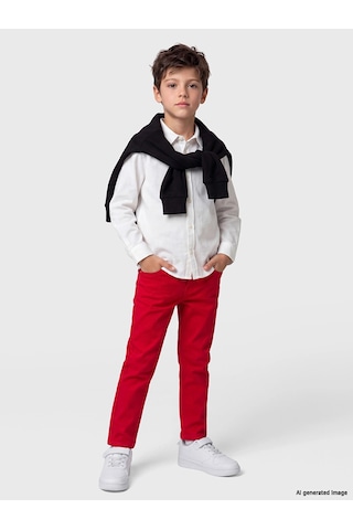 LC Waikiki Lcw Kids Kırmızı Regular Fit Erkek Çocuk Gabardin Pantolon Red