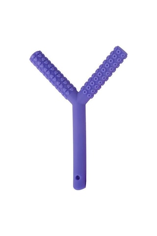 Mor Çocuklar Çiğneme Tüpü Y-şekil Çiğneme Diş Kaşıyıcı Bebek Oral Motor Çiğneme Araçları Tuxtured Auti Mor