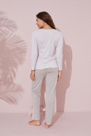 Siyah İnci Pamuklu Örme Pijama Takım 24241110 Gri