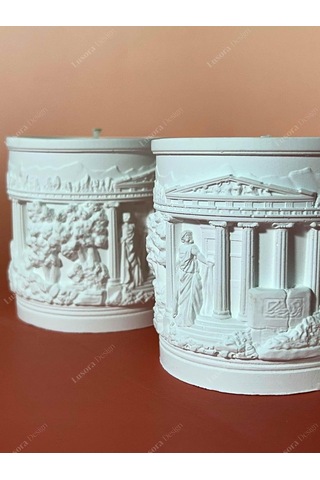 Avrupa Mimari Dekoratif Mum Koleksiyonu, Vanilya Kokulu Mum, 1 Adet, 8x8 Cm Atina Diğer