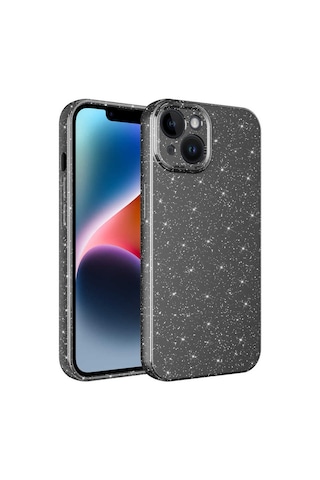 Apple Uyumlu iPhone 14 Kılıf Kamera Korumalı Simli Silikon Üstün Koruma Nourthkingdom Gri