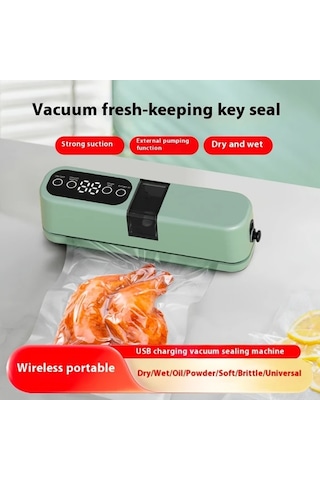 Honeybeeshop Senbowe Usb Mini Vakum Posetleme Makinesi 3u 1 Arada Kablosuz Sarj Edilebilir Yesil