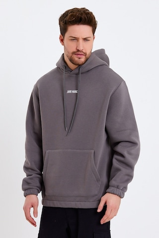 JAHR MARC Gri Nakışlı Oversize Erkek Sweatshirt Gri