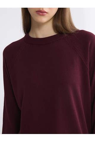 Lcw Modest Bordo Bisiklet Yaka Kadın Triko Tunik