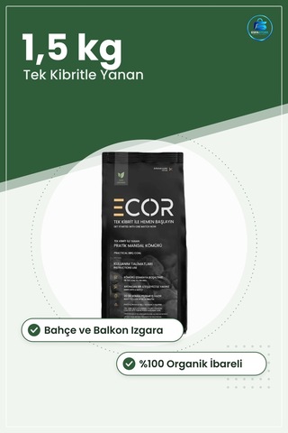 Tek Kibritle Yanan Pratik Mangal Kömürü 1,5 Kg Barbekü Yakıtı Bah