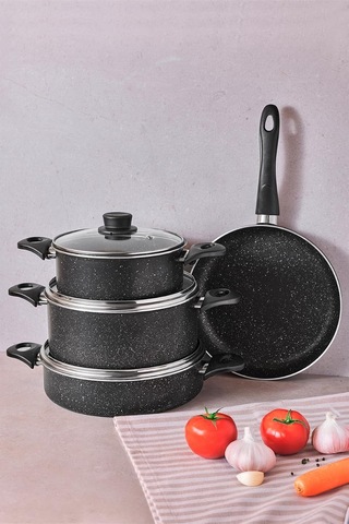 Mastergranito Black 7 Parça Tencere Ve Tava Seti Çok Renkli