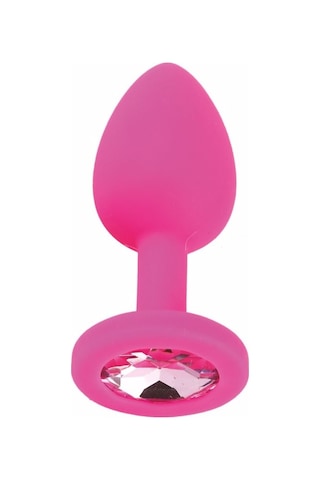 Erofoni Yeni Nesil Pembe Medikal Silikon 9 Cm Taşlı Anal Tıkaç Gevşetici Alıştırıcı Plug