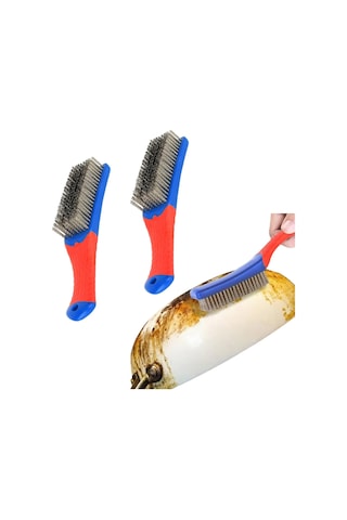 Xspring Tel Fırça, 2'li Paket Paslanmaz Çelik Ağır Hizmet Tipi Tel Fırça, Lastik Saplı Izgara Temizleme Fırçası, Pas Ve Boya Temizleme İçin Mükemmel, Demir Tencere Ve Tavalar İçin