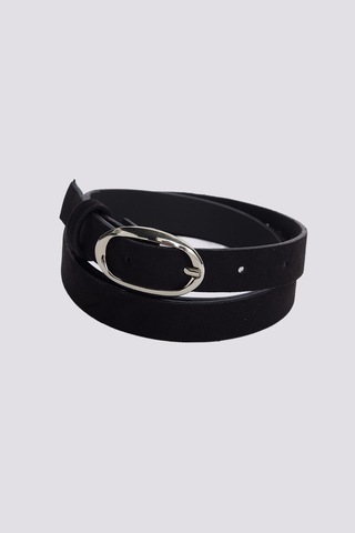 Tudors Kadın Oval Gümüş Tokalı 110 Cm Standart Siyah Kadın Kemer-51473