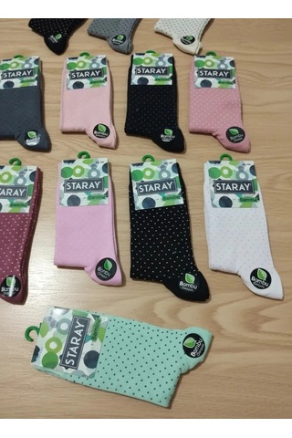 Efemicgiyimstore Bambu Bayan Karışık Renkli Dikişsiz Mevsimlik Uzun Çorap 12'li Paket Çok Renkli