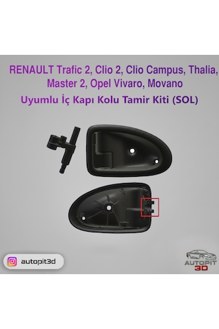 Renault Trafic 2 / Clio 2 / Clio Campus / Thalia / Master 2 / Opel Vivaro / Movano Uyumlu İç Kapı Kolu Tamir Kiti Sol Taraf