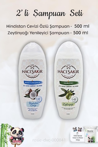 Hacı Şakir Hindistan Cevizi Şampuan 500 Ml, Zeytinyağlı Şampuan 500 Ml Ve Rosıe