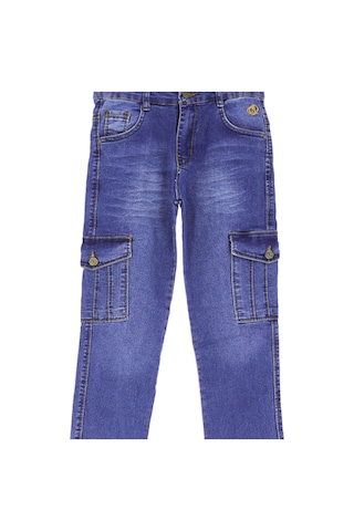 Modanino Erkek Çocuk Likralı Kargo Cepli Esnek Belli Jean Pantolon 13-17 Yaş 12366 Indigo