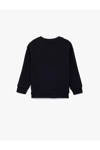 Koton Bisiklet Yaka Uzun Kollu Pamuklu Oversize Sweatshirt Lacivert 6smb10096tk Lacivert