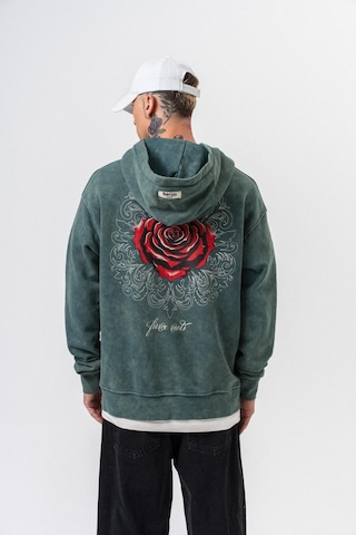Respire Erkek Fierce Baskılı Yıkamalı Kapüşonlu Oversize Hoodie Yeşil