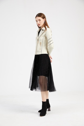 Kadın Deri Ceketler Motosiklet Montları Beyaz