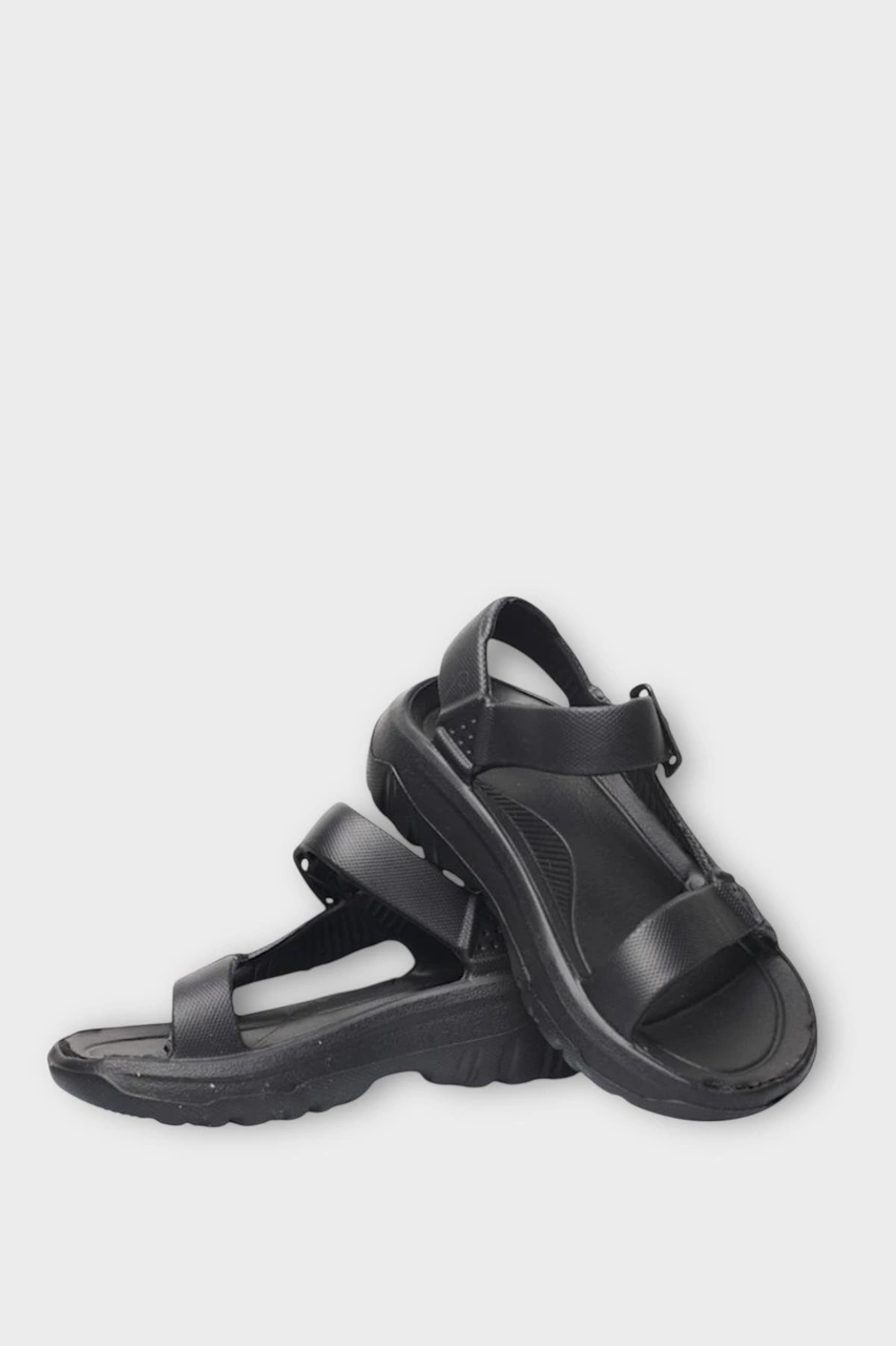 Unisex Eva Spor Kaymaz Yürüyüş Sandaleti Siyah Siyah