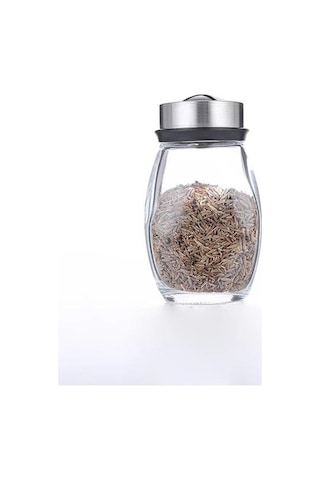 Kompakt Cam Ve Paslanmaz Çelik Baharat Kavanozu Seti Döner Raflı - Düzenli Mutfak Depolama İçin 7 Kavanoz Beyaz