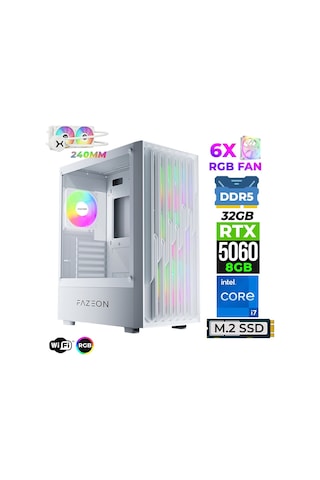 Fazeon Astra X750 i7-14700F 32 GB 1 TB M.2 NVMe SSD 8 GB RTX5060 Free Dos Masaüstü Oyuncu Bilgisayarı